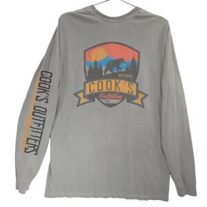 Cooks Outfitters Shirt Mens L Gray North Carolina Outdoor Graphic Long Sleeve